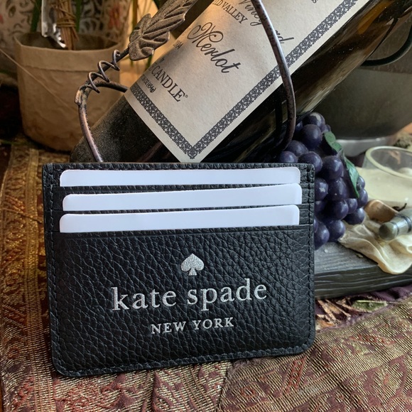 Authentic KATE SPADE Leather glitter logo card case - Picture 6 of 7